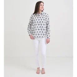 Agra Bloom Indigo Button Down Blouse