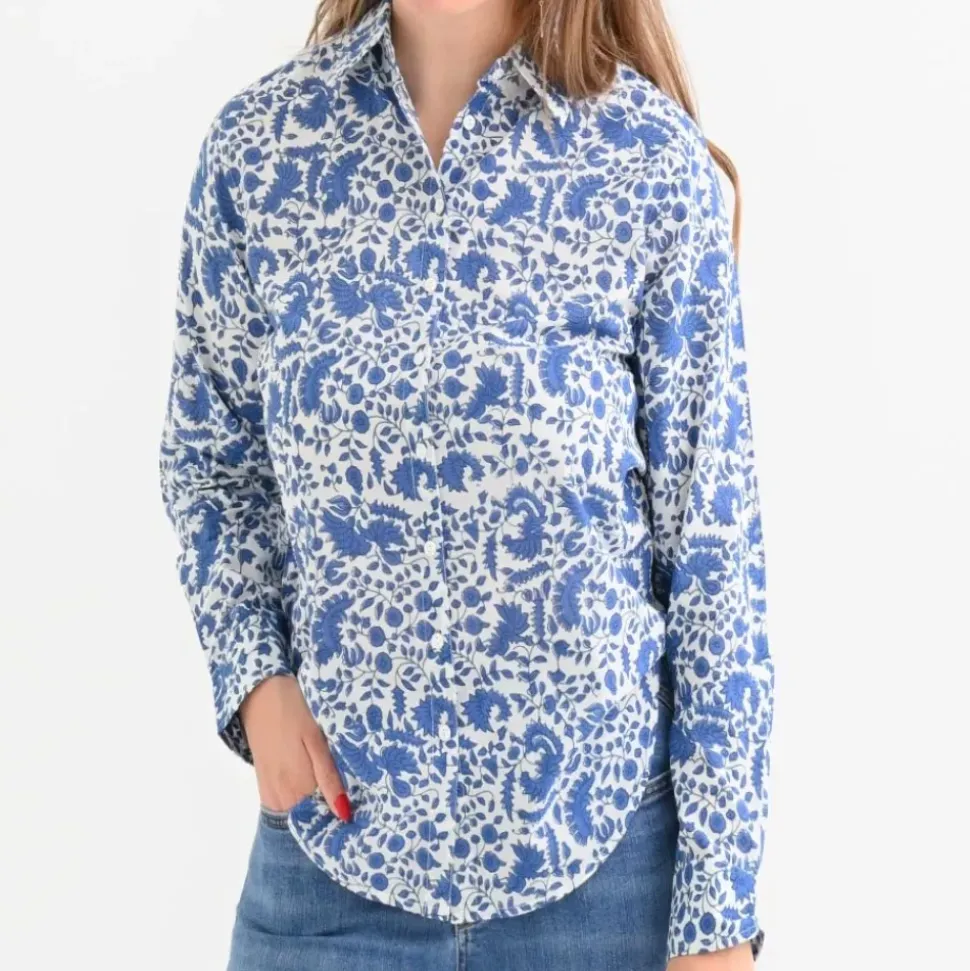 Amaranth Blue Button Down Blouse