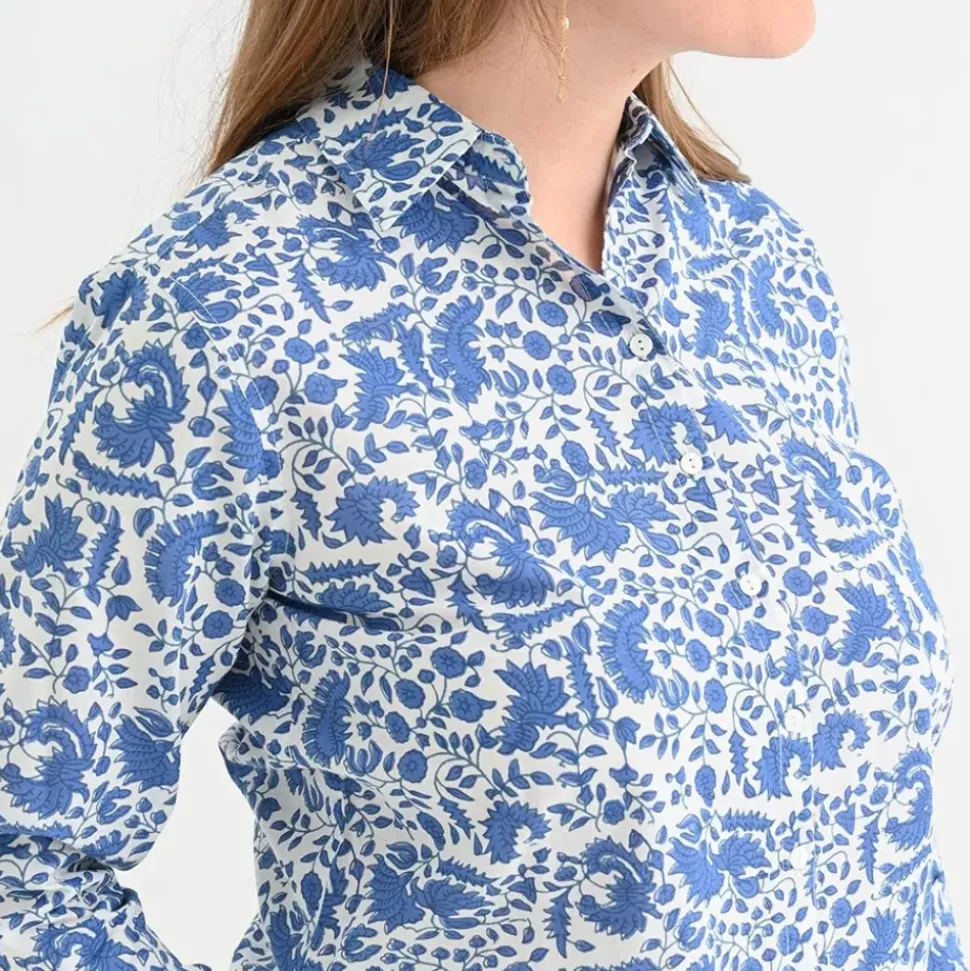 Amaranth Blue Button Down Blouse