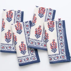 Block Printed Sagar Red & Blue Napkins