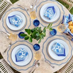 Blue Scalloped Edge Natural Fiber Placemats | Set 4