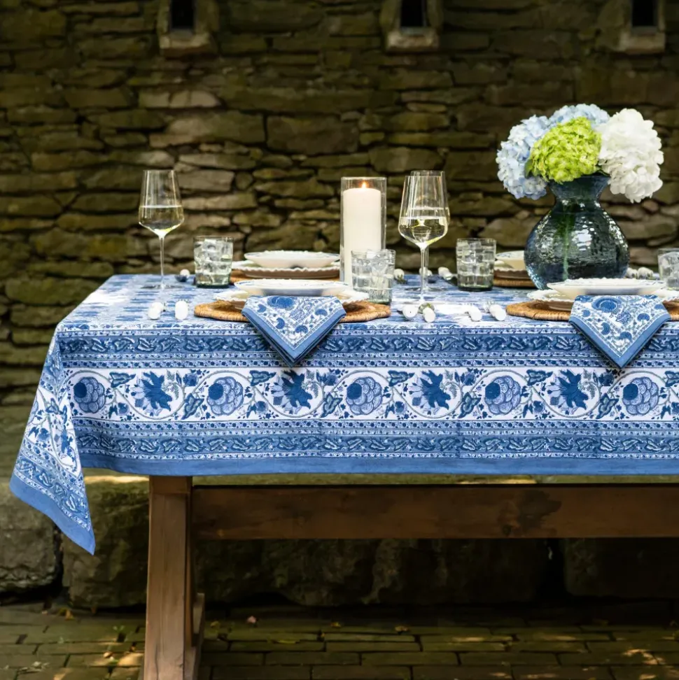 Bohemian Floral Azure Blue & Aqua Tablecloth