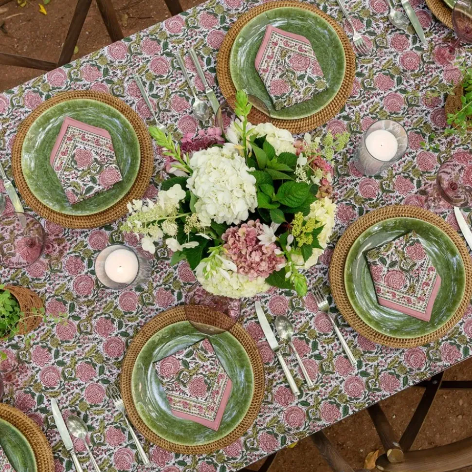 Bohemian Floral Moss & Mauve Tablecloth
