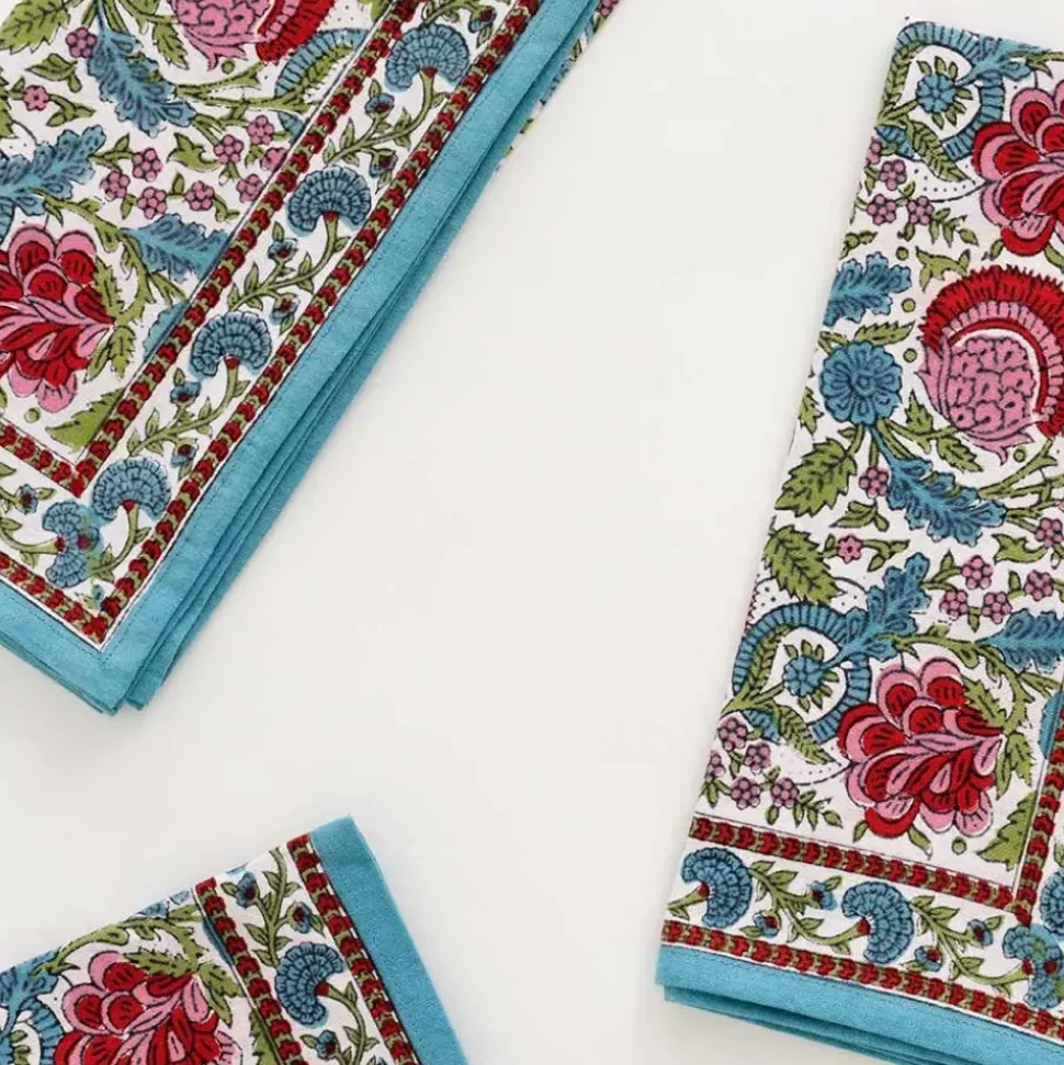 Bohemian floral printed cotton napkins