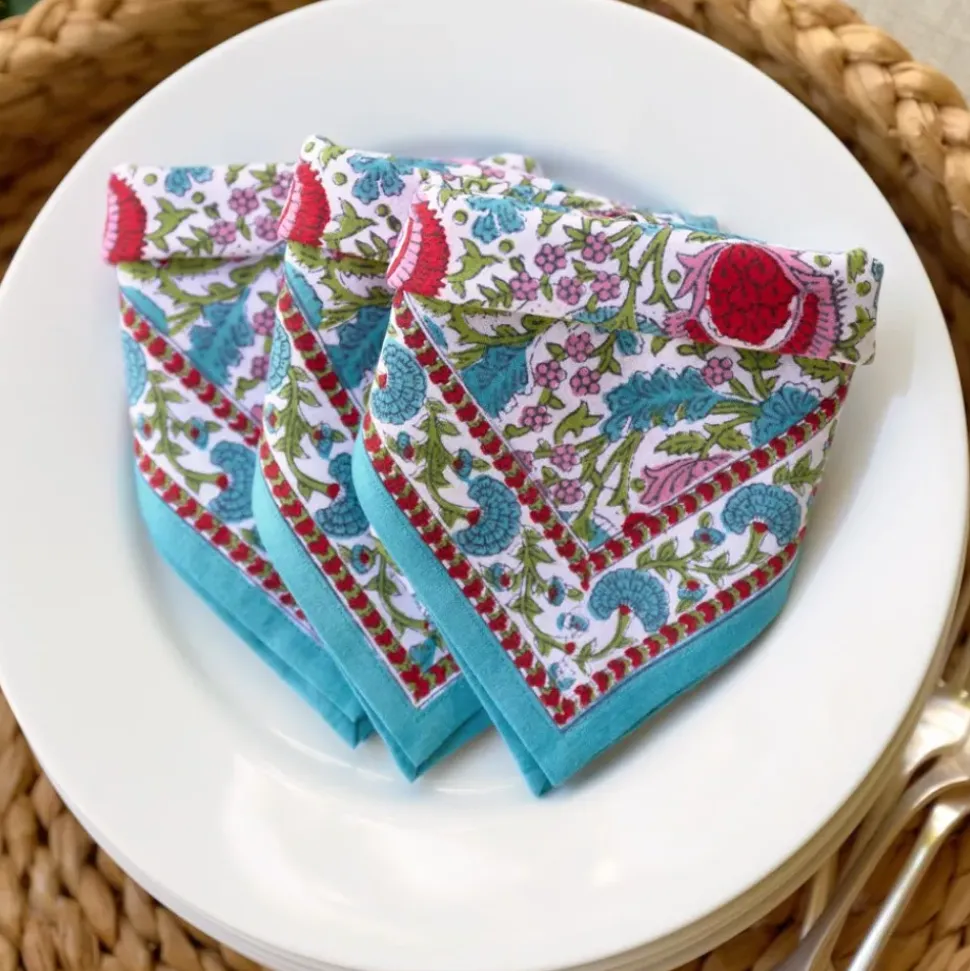 Bohemian floral printed cotton napkins