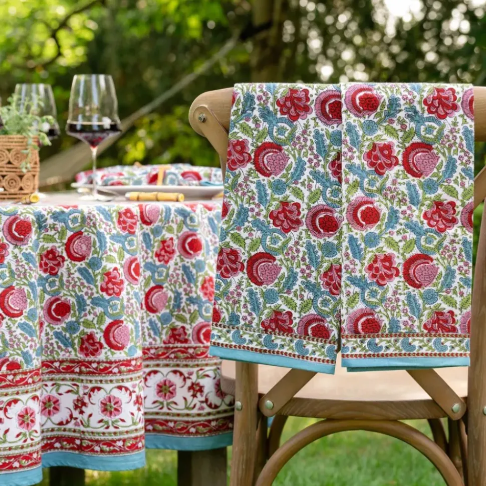 Bohemian Floral Turquoise Tea Towels | Set of 2