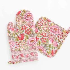 Bright Wildflower Garden Oven Mitt Pot Holder Set