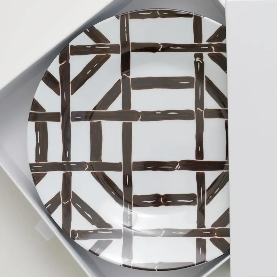 Brown Bamboo Melamine Appetizer Plate | Set of 6