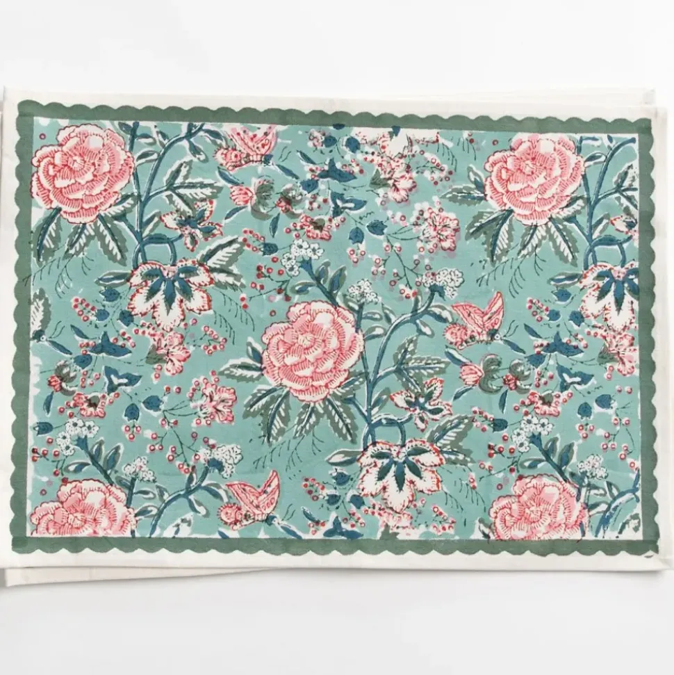Butterfly Garden Aqua & Rose Placemat | Set of 4