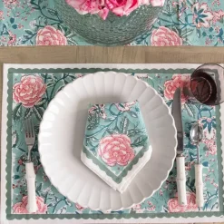 Butterfly Garden Aqua & Rose Placemat | Set of 4