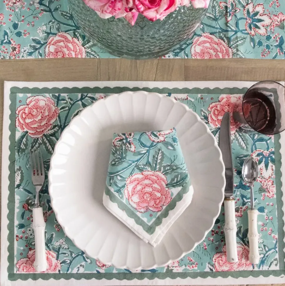 Butterfly Garden Aqua & Rose Placemat | Set of 4