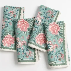 Butterfly Garden Aqua & Rose Napkin | Set of 4