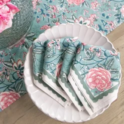Butterfly Garden Aqua & Rose Napkin | Set of 4