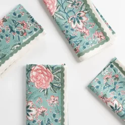 Butterfly Garden Aqua & Rose Napkin | Set of 4