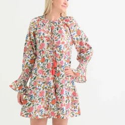 Cabana Garden Long Sleeve Flounce Dress