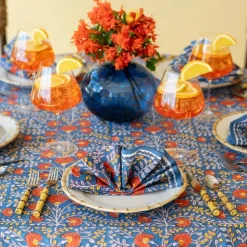 Cactus Flower Blue & Poppy Napkin | Set of 4