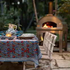 Cactus Flower Blue & Poppy Tablecloth