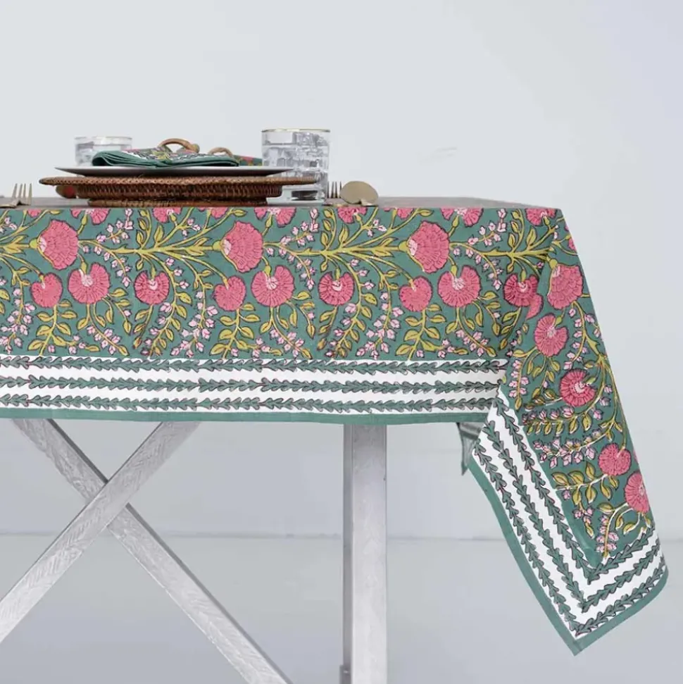 Cactus Flower Jade Tablecloth