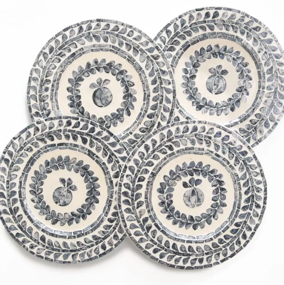 Capiz Shell Pomegranate Charger Slate | Set of 4