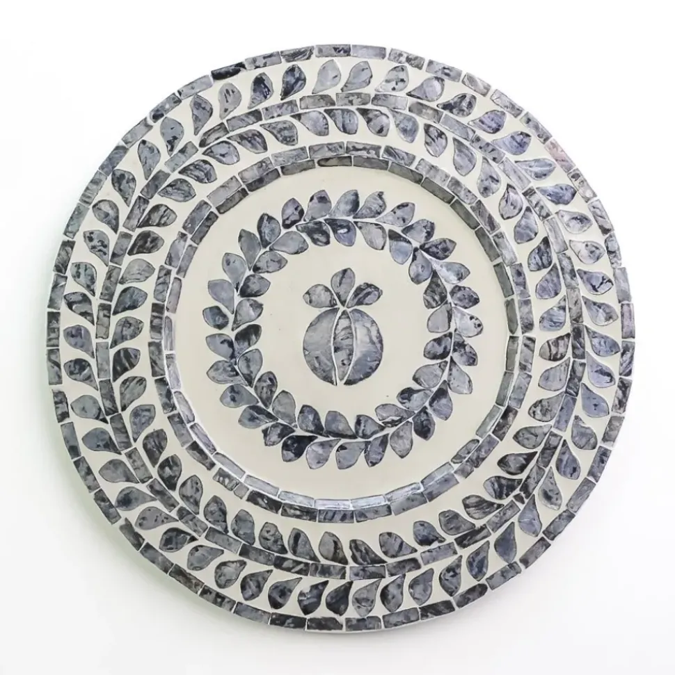 Capiz Shell Pomegranate Charger Slate | Set of 4