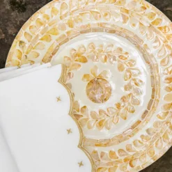 Capiz Shell Pomegranate Charger Marigold | Set of 4