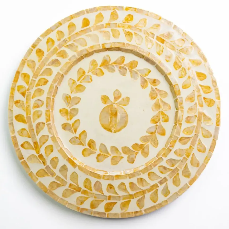 Capiz Shell Pomegranate Charger Marigold | Set of 4