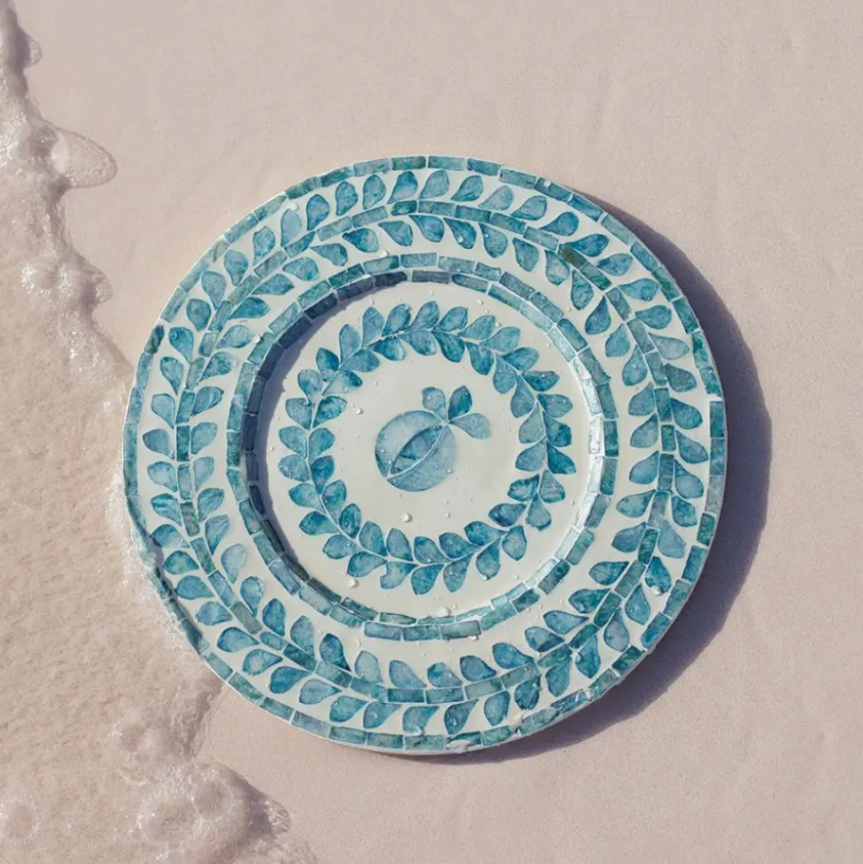 Capiz Shell Pomegranate Charger Teal | Set of 4