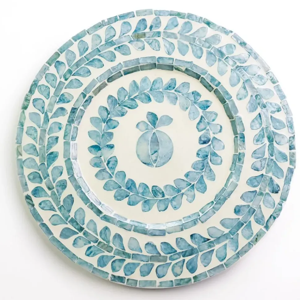 Capiz Shell Pomegranate Charger Teal | Set of 4