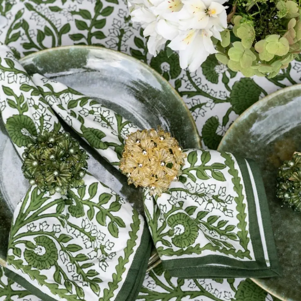 Champagne Bouquet Beaded Napkin Ring | Set of 4