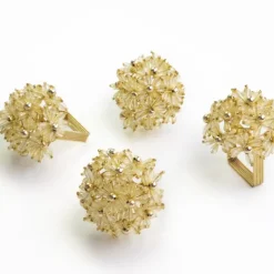 Champagne Bouquet Beaded Napkin Ring | Set of 4