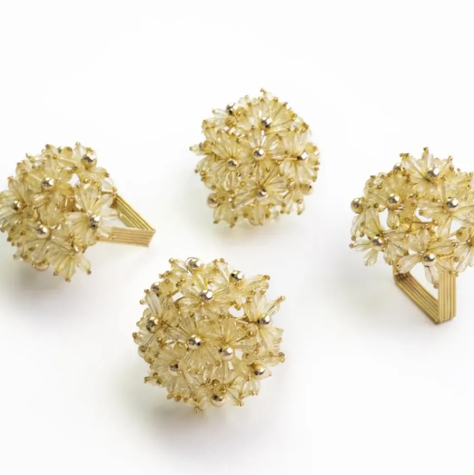 Champagne Bouquet Beaded Napkin Ring | Set of 4