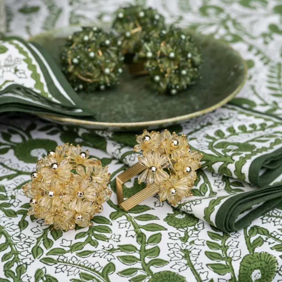 Champagne Bouquet Beaded Napkin Ring | Set of 4