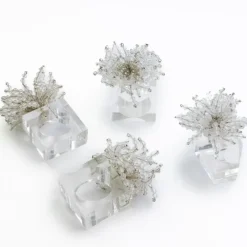 Clear Acrylic Beaded Napkin Ring | Set of 4
