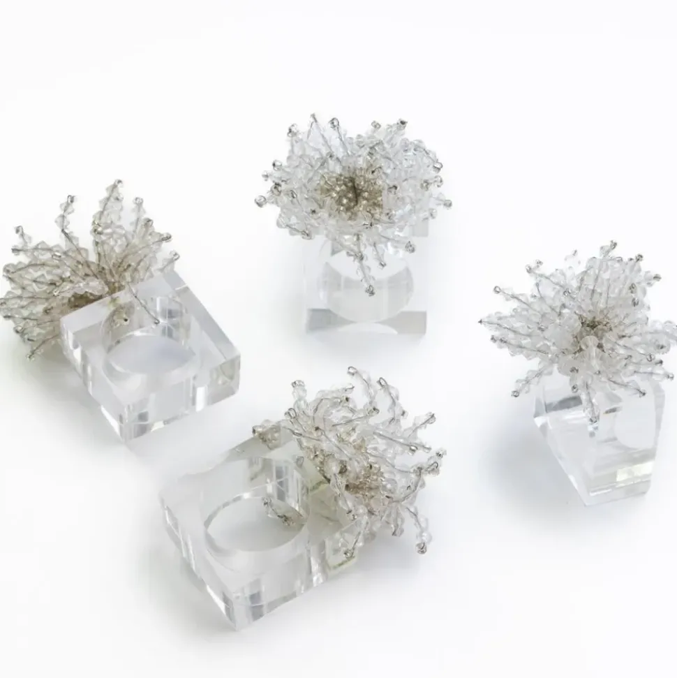 Clear Acrylic Beaded Napkin Ring | Set of 4