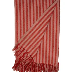 Crimson Candy Stripe Woven Throw