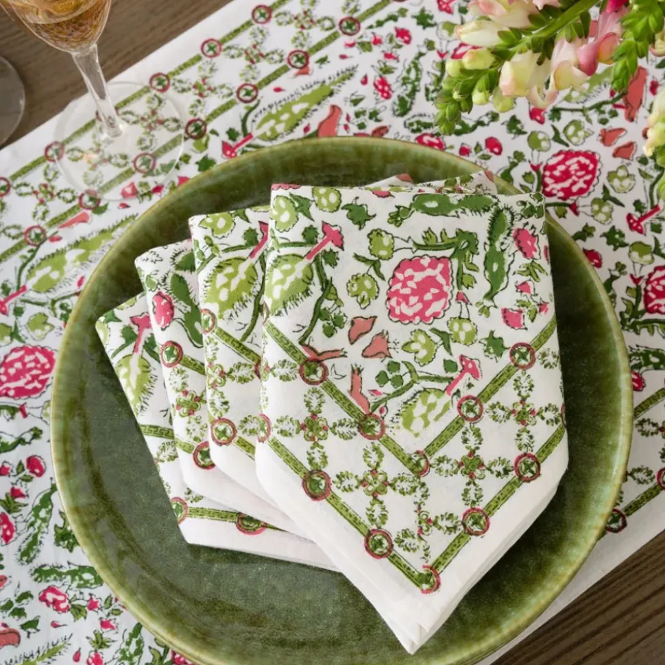 Dove & Cypress Pink & Green Napkin | Set of 4