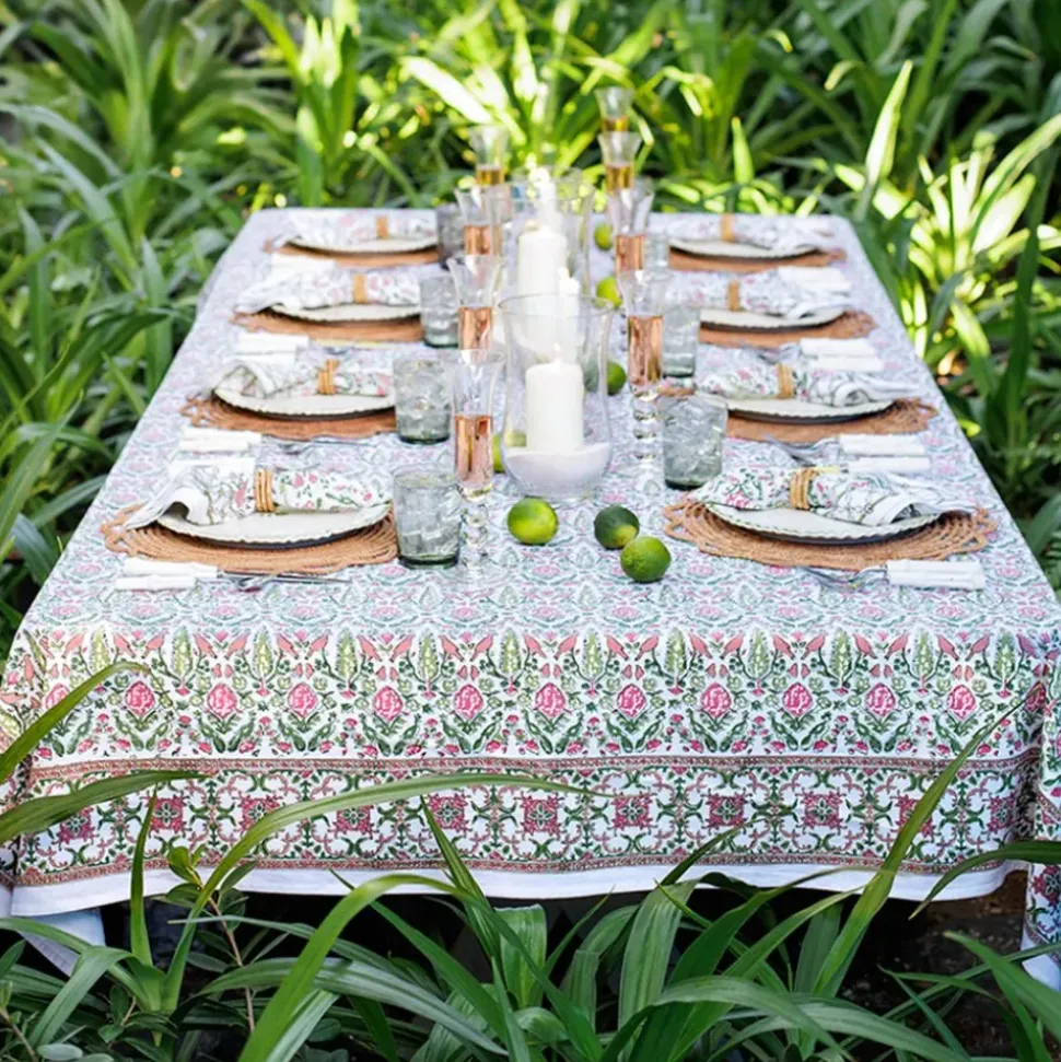 Dove & Cypress Pink & Green Tablecloth