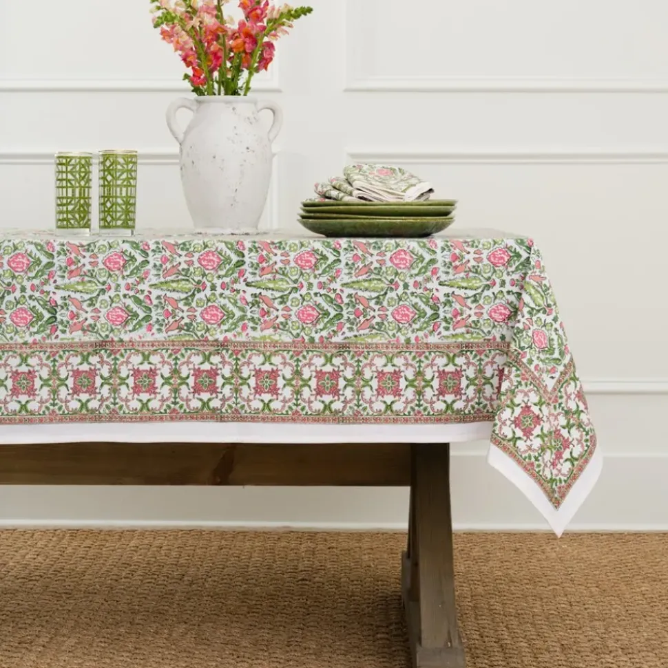 Dove & Cypress Pink & Green Tablecloth