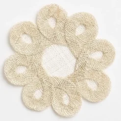 Ecru Woven Doodles Coaster | Set of 4