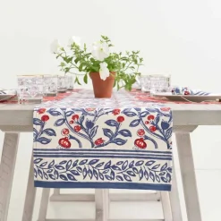 Emma Red & Blue Table Runner