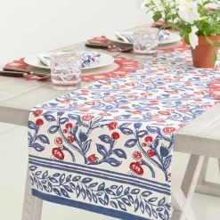 Emma Red & Blue Table Runner