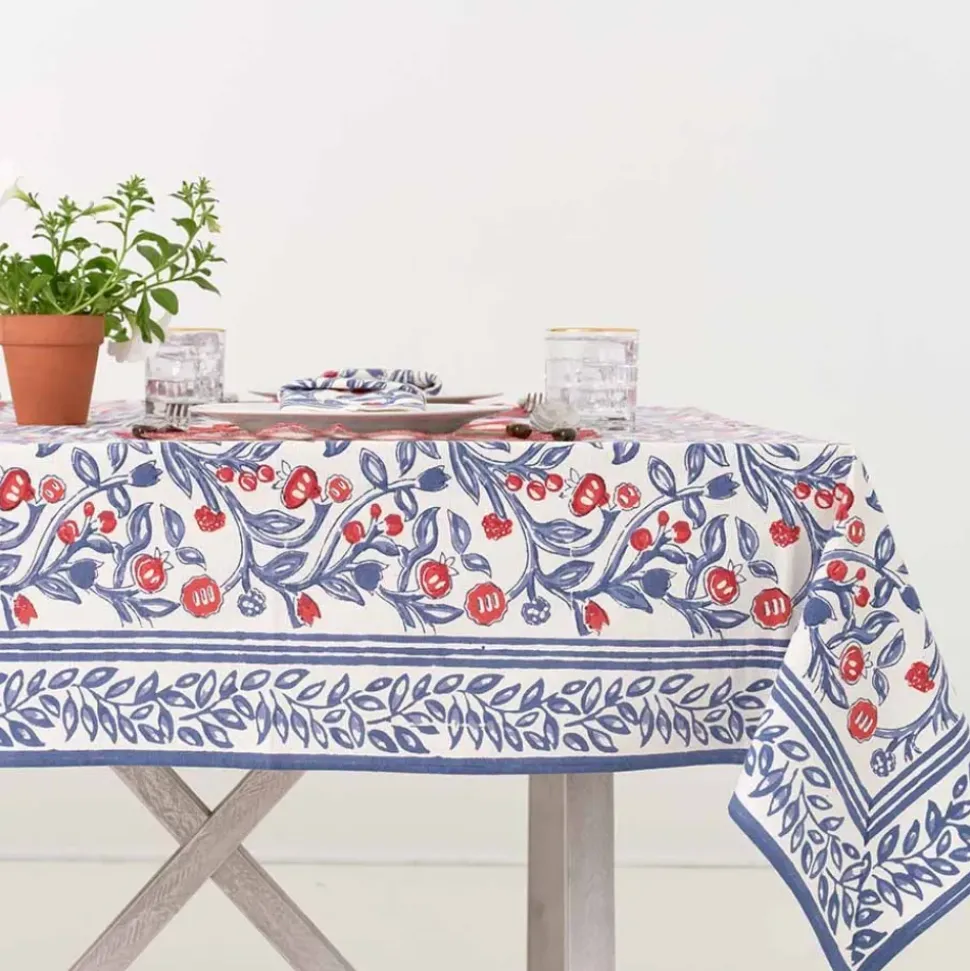 Emma Red & Blue Tablecloth