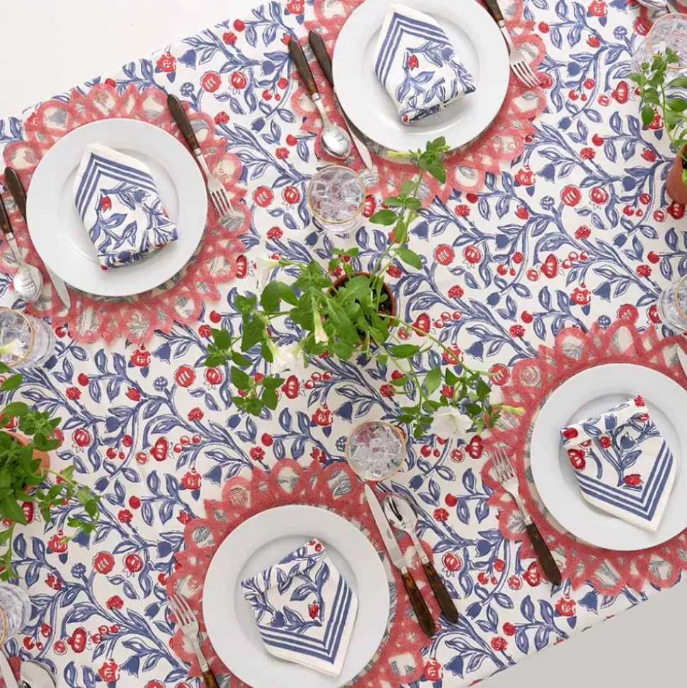 Emma Red & Blue Tablecloth