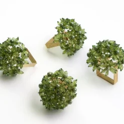 Fern Bouquet Beaded Napkin Ring | Set of 4