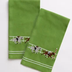Finish Line Horse Racing Embroidered Hand Towels