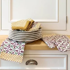 Fleur de Lis Antique Jade Tea Towels