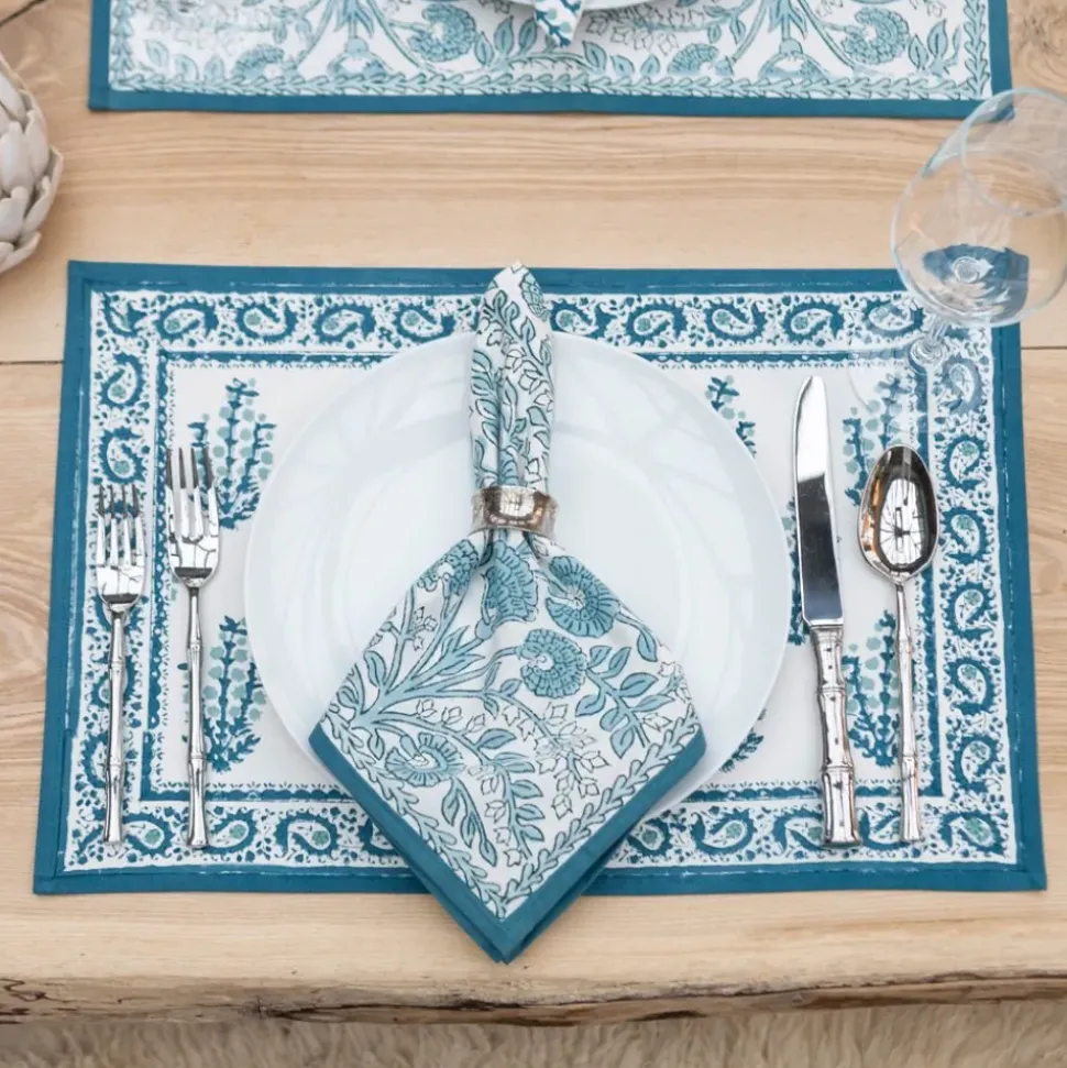 Floral Trellis Aqua Napkin | Set of 4