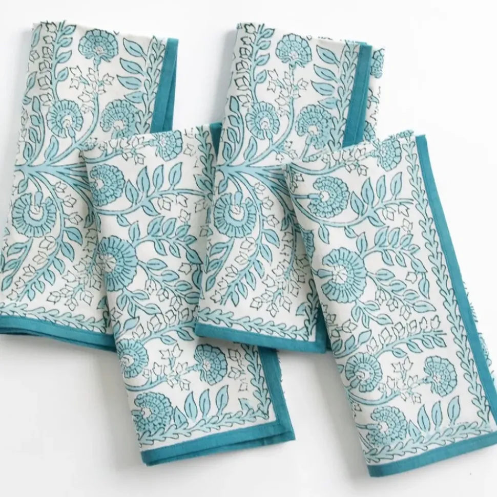 Floral Trellis Aqua Napkin | Set of 4