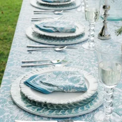 Floral Trellis Aqua Tablecloth