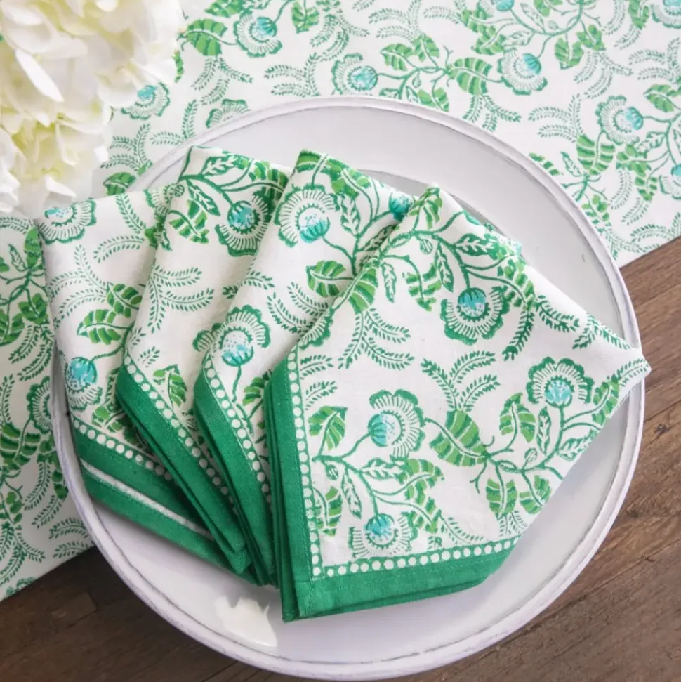 Gardenia Vine Emerald Napkin | Set of 4